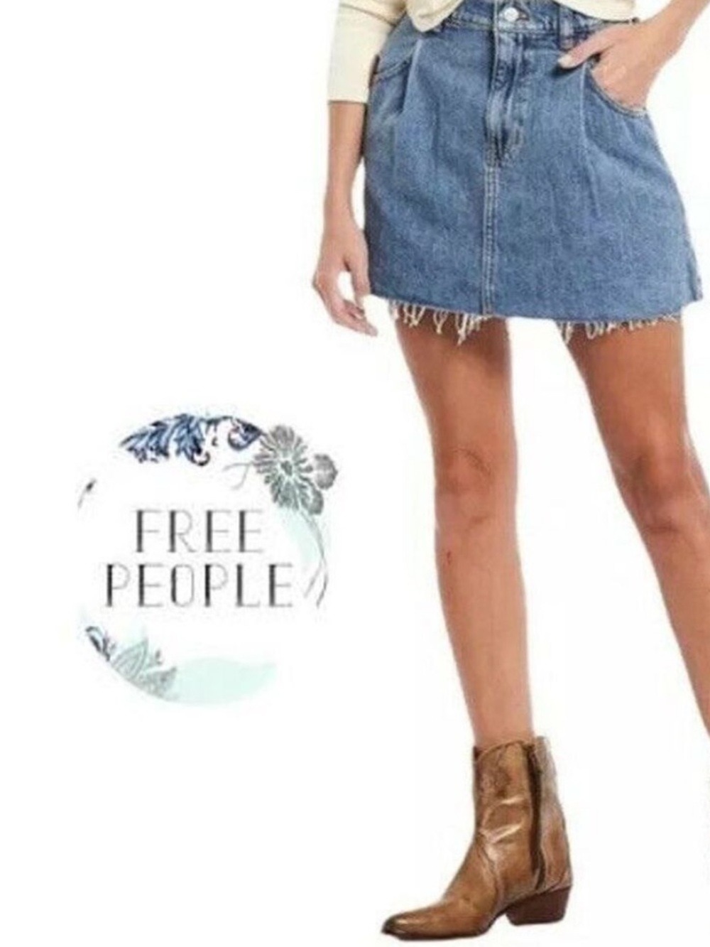 FREE PEOPLE Cosmico Denim Mini Skirt (Rain) Multiple Sizes NWT $78